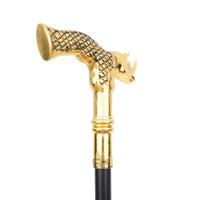 Canne épée Rhinocéros Dorée - Sword Length 16cm - canne de marche - gros plan de la poignée