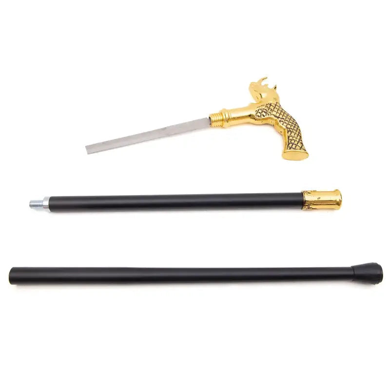 Canne épée Rhinocéros Dorée - Sword Length 16cm - canne de marche - vue de face
