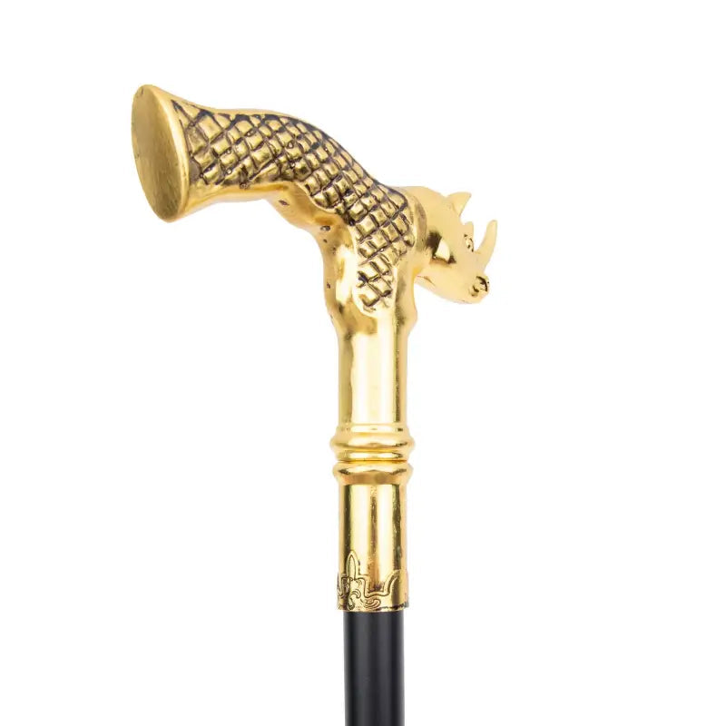 Canne épée Rhinocéros Dorée - Sword Length 16cm - canne de marche - vue rapprochée