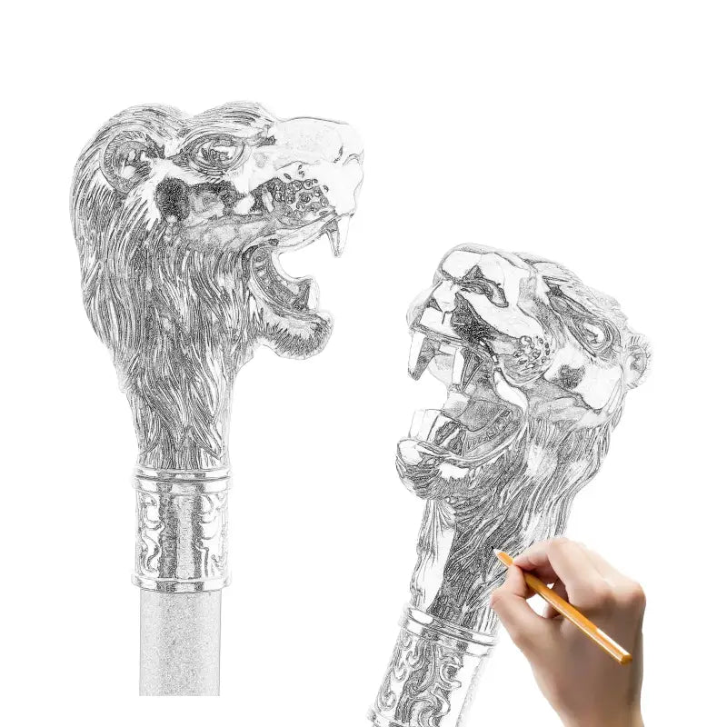Canne épée Tête de Lion - 93cm - canne de marche - détail du fût