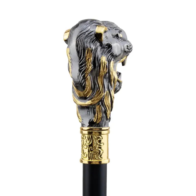 Canne épée Tête de Lion - 93cm - canne de marche - gros plan de la poignée