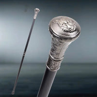 Canne épée Tête de Loup - 93cm - canne de marche - détail de la poignée