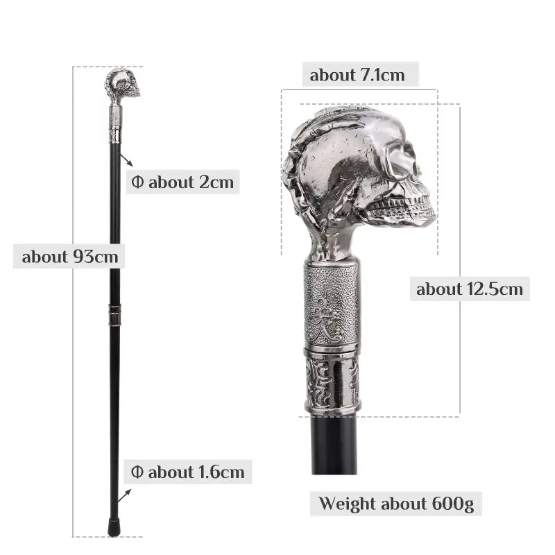 Canne épée Tête de mort - 93cm - canne de marche - vue d'ensemble