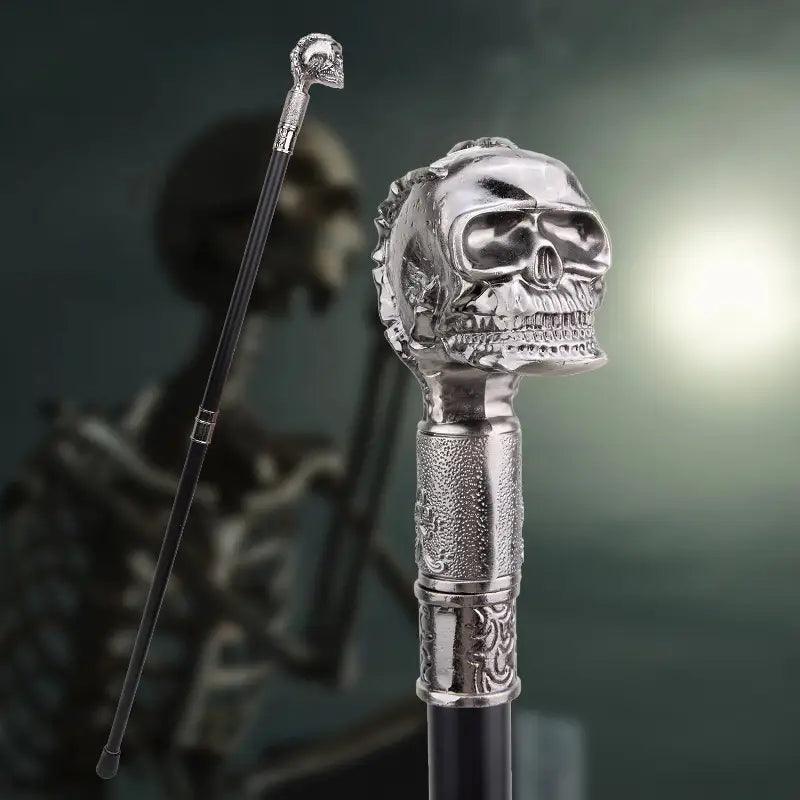 Canne épée Tête de mort - 93cm - canne de marche - détail de la poignée