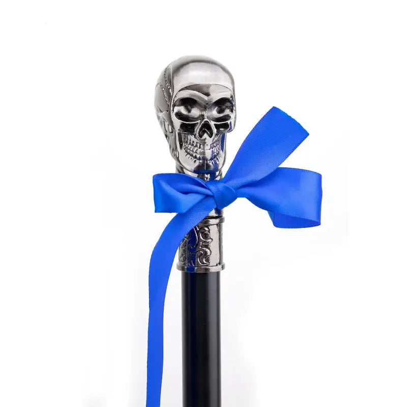 Canne épée Tête de mort Argenté - 93cm - canne de marche - vue de profil