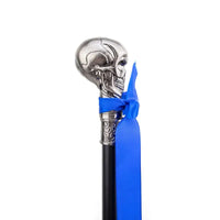 Canne épée Tête de mort Argenté - 93cm - canne de marche - vue de trois quarts