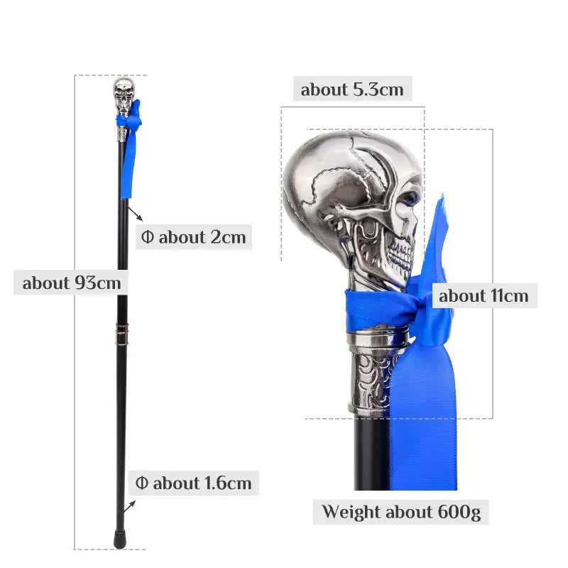 Canne épée Tête de mort Argenté - 93cm - canne de marche