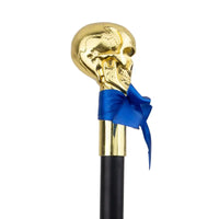 Canne épée Tête de mort dorée - 93cm - canne de marche - vue de trois quarts