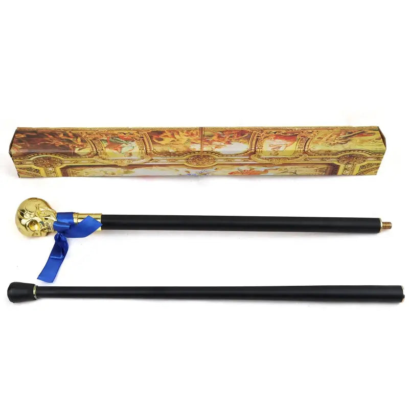 Canne épée Tête de mort dorée - 93cm - canne de marche - détail des finitions