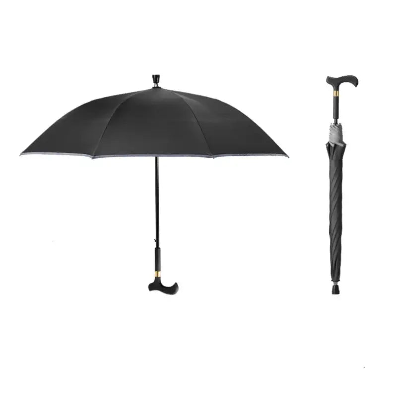 Canne parapluie - Noir - canne de marche - détail du réglage en hauteur