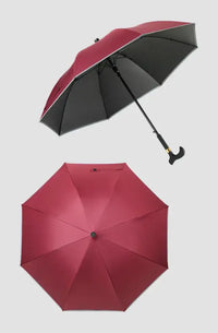 Canne parapluie - Noir - canne de marche - vue de face (2)