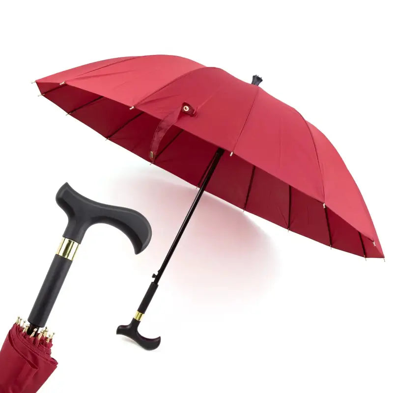 Canne Parapluie Femme - Rouge - canne de marche - vue de profil