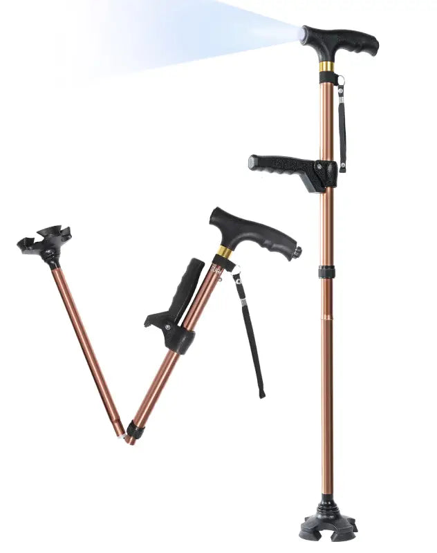 Canne pliante LED - 75 cm - 100 cm (Bronze) - Canne de marche - vue de trois quarts