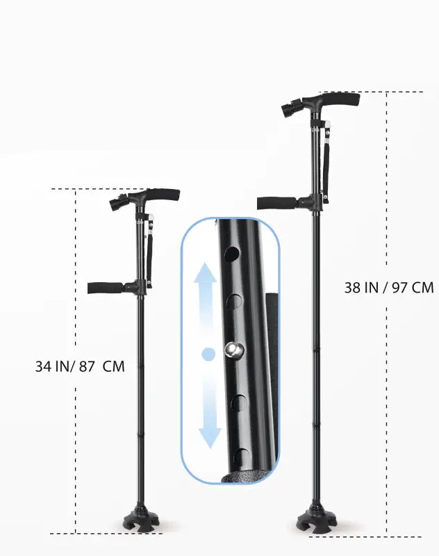 Canne pliante LED - 75 cm - 100 cm (Bronze) - Canne de marche - gros plan de la poignée