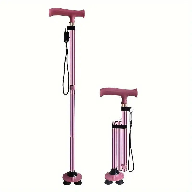 Canne pliante Rose - Rose - canne de marche - vue de face