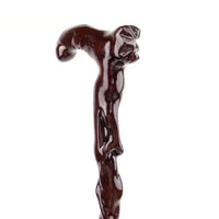 Canne sculpté en bois - Sculpté - canne de marche - vue de profil