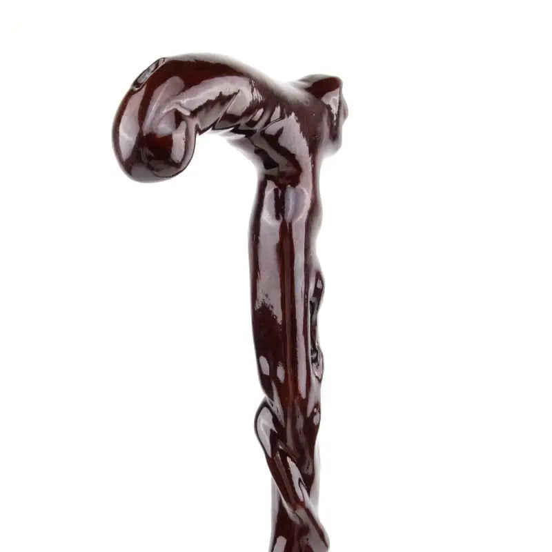 Canne sculpté en bois - Sculpté - canne de marche - vue de trois quarts