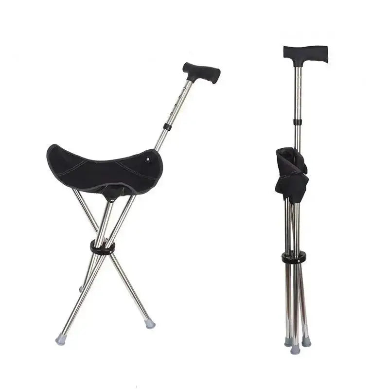 Canne siège pliable - Noir - canne de marche
