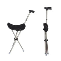 Canne siège pliable - Noir - canne de marche - vue de profil