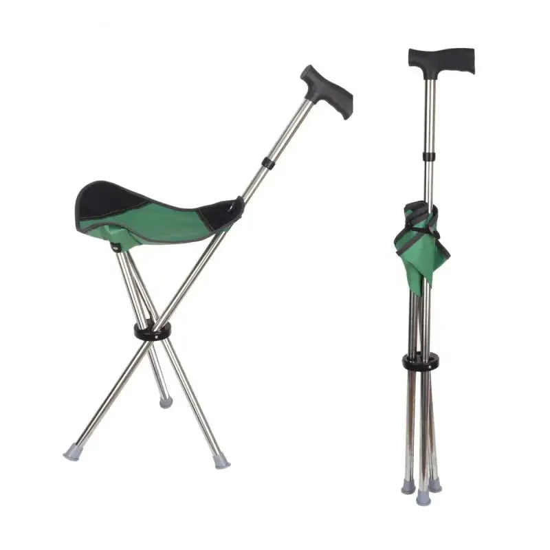 Canne siège pliable Verte - Vert - canne de marche - vue de face