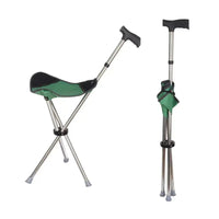 Canne siège pliable Verte - Vert - canne de marche - vue de face