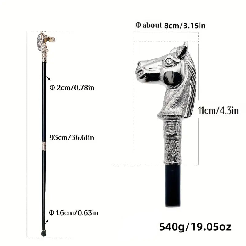 Canne tête de cheval - 93cm - canne de marche - détail du fût